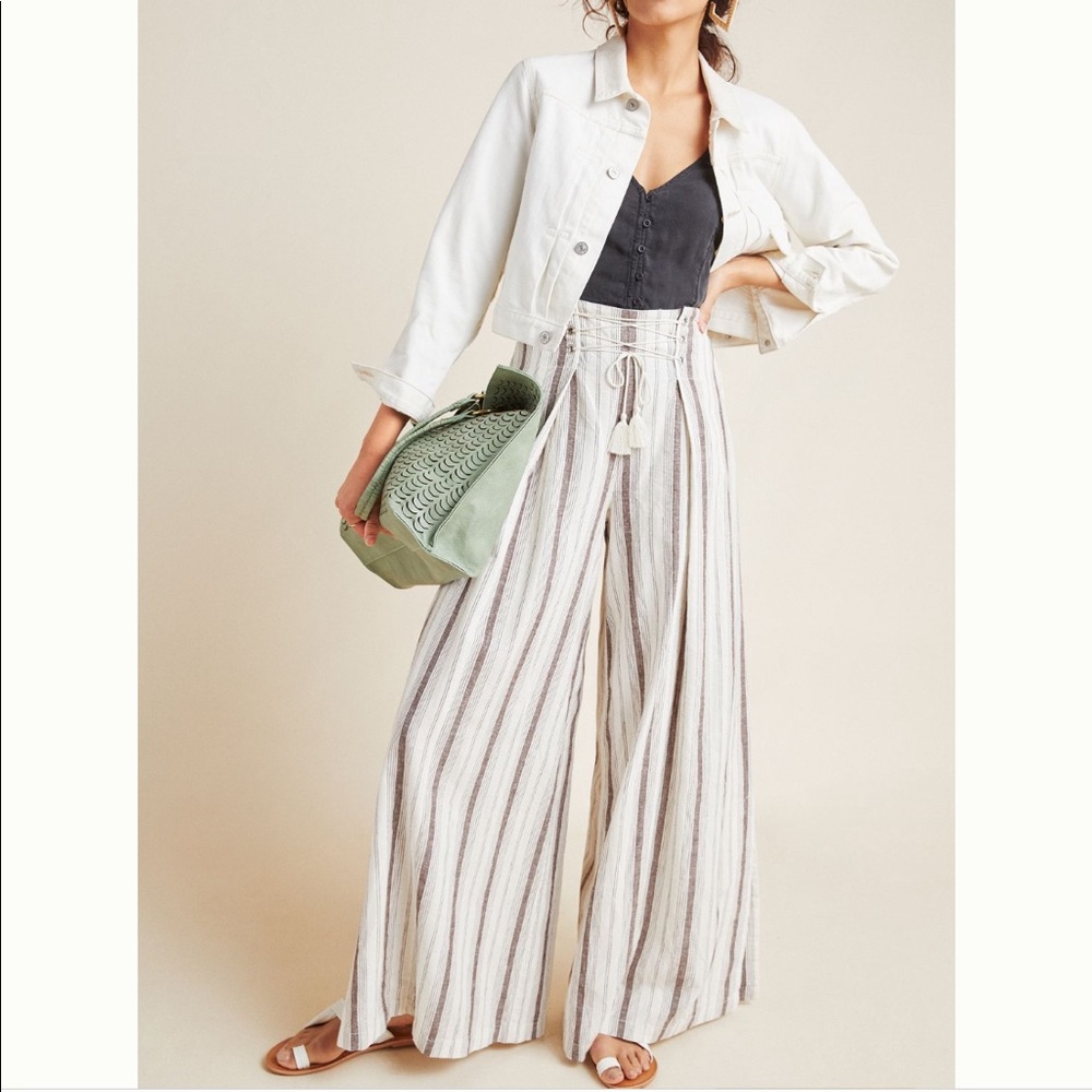 Anthropologie Chiara Corseted Wide-Leg Pants